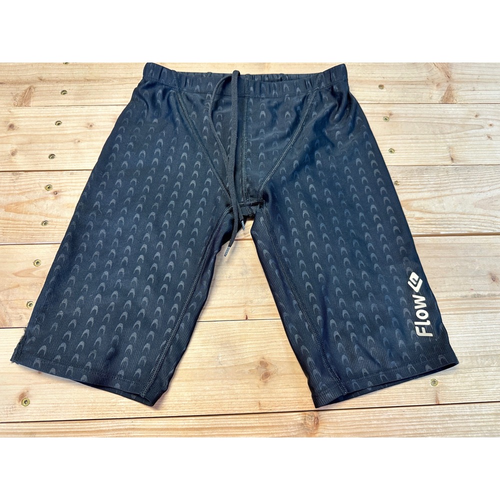 Flow Accelerate Men's‎ Swim Trunks Black Pattern Athletic Short Size 26
